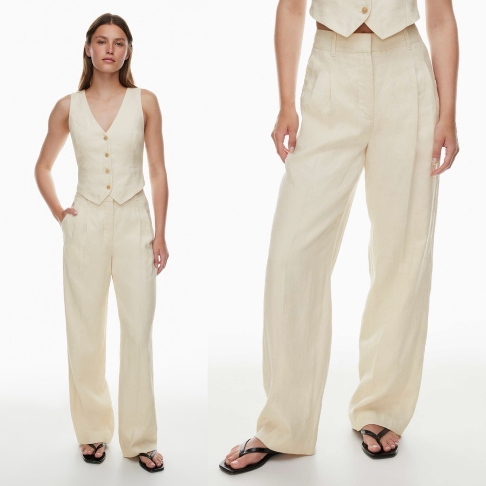 Aritzia- The Effortless Pant Linen Lavender Orchid Size 4 Wide Leg Trousers